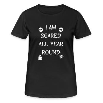 I AM SCARED ALL YEAR ROUND - Frauen T-Shirt atmungsaktiv - Schwarz - Vorne - AI Model Female 172 light (172cm)