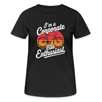 Enthusiast für Firmenfahrräder - Frauen T-Shirt atmungsaktiv - Schwarz - Vorne - AI Model Female 172 light (172cm)