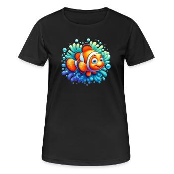 Poisson-clown - T-shirt respirant Femme - noir - Devant - AI Model Female 172 light (172cm)