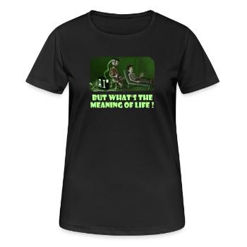 One of the many paradoxes of AI - Women's Breathable T-Shirt - black - Front - AI Model Female 172 light (172cm)