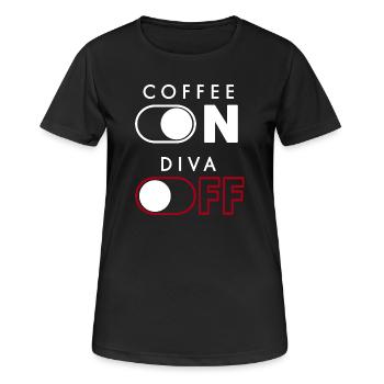 Kaffee Diva - Frauen T-Shirt atmungsaktiv - Schwarz - Vorne - AI Model Female 172 light (172cm)