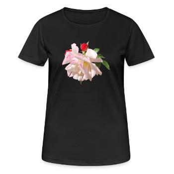 Rose Blossom White Pink Accents - Women's Breathable T-Shirt - black - Front - AI Model Female 172 light (172cm)