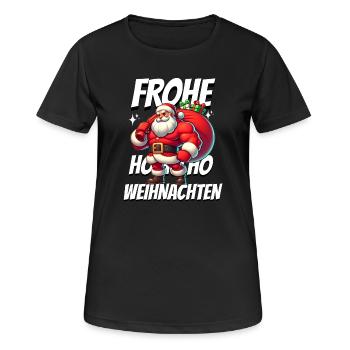 Muskel Weihnachtsmann Frohe Weihnachten - Frauen T-Shirt atmungsaktiv - Schwarz - Vorne - AI Model Female 172 light (172cm)