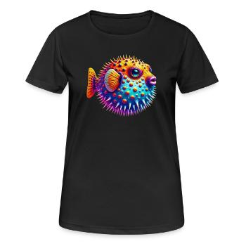 Kugelfisch - Frauen T-Shirt atmungsaktiv - Schwarz - Vorne - AI Model Female 172 light (172cm)