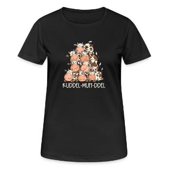 Drolliger Kuhhaufen I Kuh Kühe Kuddelmuddel - Frauen T-Shirt atmungsaktiv - Schwarz - Vorne - AI Model Female 172 light (172cm)