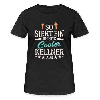 So sieht ein richtig cooler Kellner aus Bedienung - Frauen T-Shirt atmungsaktiv - Schwarz - Vorne - AI Model Female 172 light (172cm)
