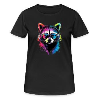Raccoon Popart Colorful Rainbow Raccoon Raccoon Raccoon - Women's Breathable T-Shirt - black - Front - AI Model Female 172 light (172cm)