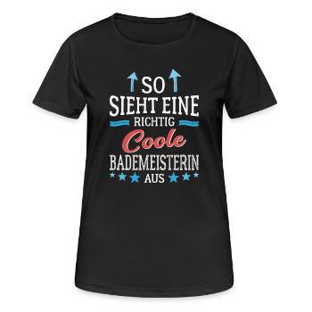 So sieht eine richtig coole Bademeisterin aus - Frauen T-Shirt atmungsaktiv - Schwarz - Vorne - AI Model Female 172 light (172cm)