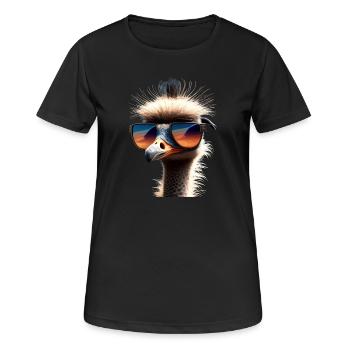 Strauss Vogel Strauß Großer Emu Laufvogel Sträuße - Frauen T-Shirt atmungsaktiv - Schwarz - Vorne - AI Model Female 172 light (172cm)