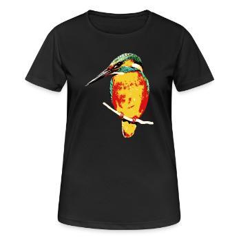 L’art de l’oiseau vivant sur textile - T-shirt respirant Femme - noir - Devant - AI Model Female 172 light (172cm)