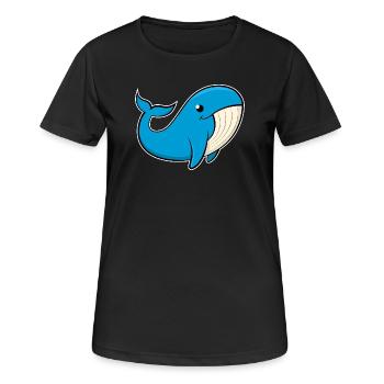 Image joyeuse d’une baleine bleue - T-shirt respirant Femme - noir - Devant - AI Model Female 172 light (172cm)