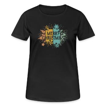 rétro Joyeux Noël Flocon de Neige Cristal de Glace - T-shirt respirant Femme - noir - Devant - AI Model Female 172 light (172cm)