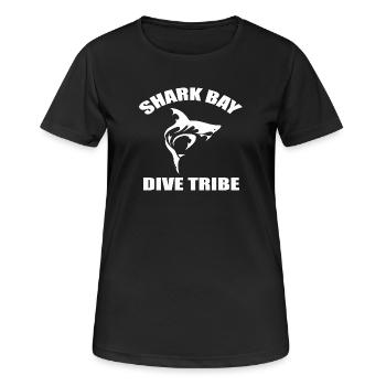 SHARK BAY DIVE TRIBE - Frauen T-Shirt atmungsaktiv - Schwarz - Vorne - AI Model Female 172 light (172cm)