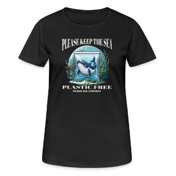 Les baleines et le plastique - T-shirt respirant Femme - noir - Devant - AI Model Female 172 light (172cm)