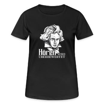 Komponist Beethoven taub Hören wird überbewertet - Frauen T-Shirt atmungsaktiv - Schwarz - Vorne - AI Model Female 172 light (172cm)