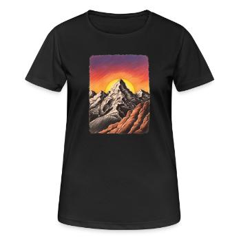 Sonnenuntergang in den Bergen - Frauen T-Shirt atmungsaktiv - Schwarz - Vorne - AI Model Female 172 light (172cm)