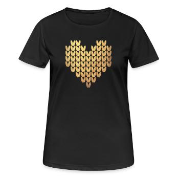Heart Knitting Pattern Gold Exclusive Love Winter - Women's Breathable T-Shirt - black - Front - AI Model Female 172 light (172cm)