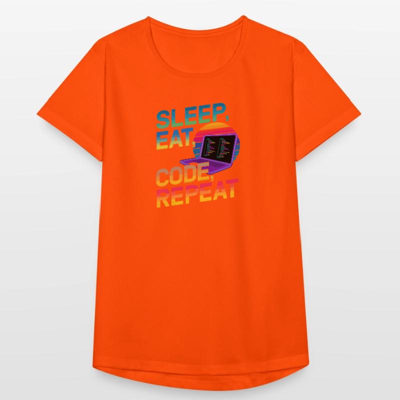 Sleep Eat Code Repeat Gift pour Coder T-shirt respirant Femme