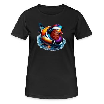 Canard mandarin - T-shirt respirant Femme - noir - Devant - AI Model Female 172 light (172cm)