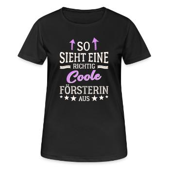 So sieht eine richtig coole Försterin aus - Frauen T-Shirt atmungsaktiv - Schwarz - Vorne - AI Model Female 172 light (172cm)