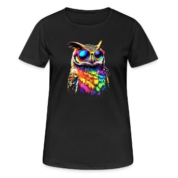 hibou coloré arc-en-ciel couleurs hibou hibou hibou hibou hibou hibou - T-shirt respirant Femme - noir - Devant - AI Model Female 172 light (172cm)