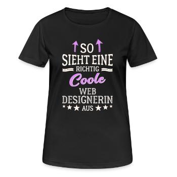 So sieht eine richtig coole Webdesignerin aus - Frauen T-Shirt atmungsaktiv - Schwarz - Vorne - AI Model Female 172 light (172cm)