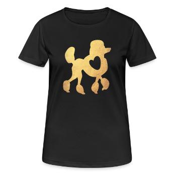 Coeur Caniche Or Chien Amour Amour Race Chien - T-shirt respirant Femme - noir - Devant - AI Model Female 172 light (172cm)