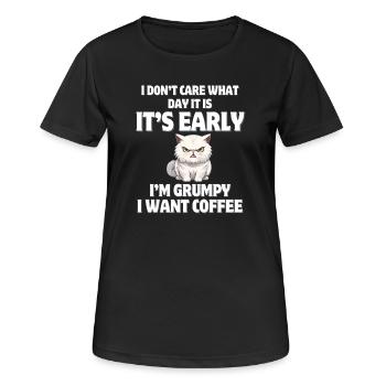 Morgenschritte, Kaffee, Kaffee - Frauen T-Shirt atmungsaktiv - Schwarz - Vorne - AI Model Female 172 light (172cm)