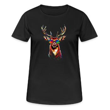 Deer, Antlers, Hunting, Deer, Reindeer, Red Deer, Hunter - Women's Breathable T-Shirt - black - Front - AI Model Female 172 light (172cm)