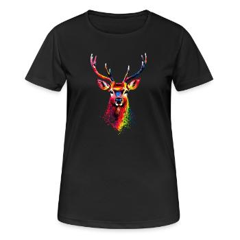 Deer, Antlers, Hunting, Deer, Reindeer, Red Deer, Hunter - Women's Breathable T-Shirt - black - Front - AI Model Female 172 light (172cm)