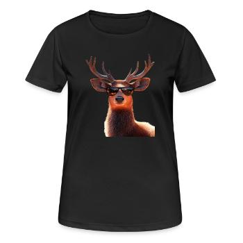 Deer, Antlers, Hunting, Deer, Reindeer, Red Deer, Hunter - Women's Breathable T-Shirt - black - Front - AI Model Female 172 light (172cm)