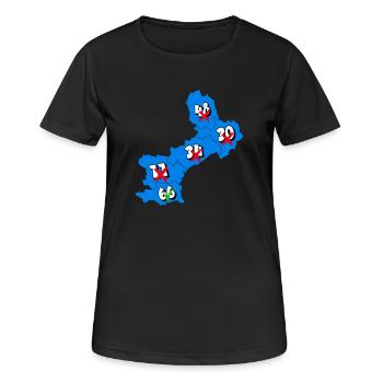 Region Languedoc Roussillon - Frauen T-Shirt atmungsaktiv - Schwarz - Vorne - AI Model Female 172 light (172cm)
