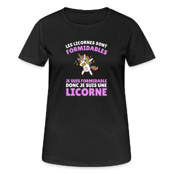 je suis formidable donc je suis une licorne - T-shirt respirant Femme - noir - Devant - AI Model Female 172 light (172cm)