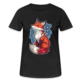 Renard et ciel étoilé - T-shirt respirant Femme - noir - Devant - AI Model Female 172 light (172cm)