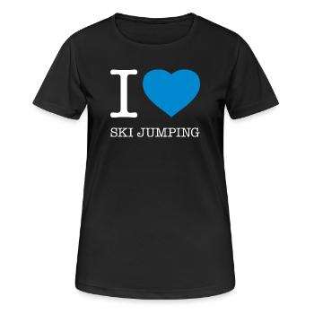 I LOVE SKI JUMPING - Frauen T-Shirt atmungsaktiv - Schwarz - Vorne - AI Model Female 172 light (172cm)