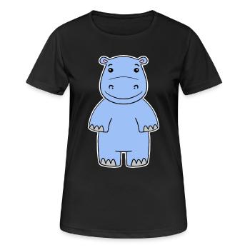 Nilpferd - Frauen T-Shirt atmungsaktiv - Schwarz - Vorne - AI Model Female 172 light (172cm)