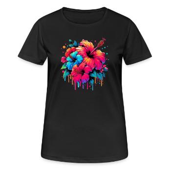 Hibiscus Flowers - Women's Breathable T-Shirt - black - Front - AI Model Female 172 light (172cm)