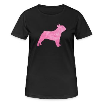 Carlin Chien à fourrure duveteuse Maître Maîtresse rose - T-shirt respirant Femme - noir - Devant - AI Model Female 172 light (172cm)