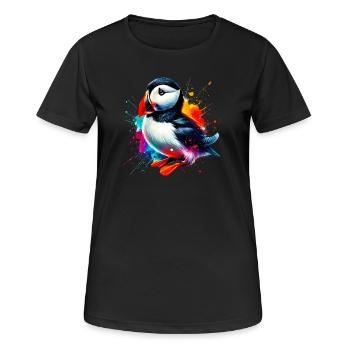 Papageitaucher - Frauen T-Shirt atmungsaktiv - Schwarz - Vorne - AI Model Female 172 light (172cm)