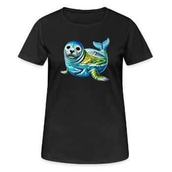 Siegel - Frauen T-Shirt atmungsaktiv - Schwarz - Vorne - AI Model Female 172 light (172cm)