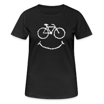 Fahrrad Lächeln gekritzelt Geschenkidee zum Radeln - Frauen T-Shirt atmungsaktiv - Schwarz - Vorne - AI Model Female 172 light (172cm)