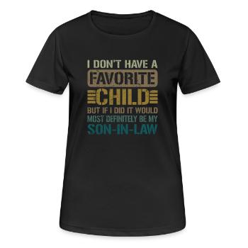 Mein Lieblingskind - auf jeden Fall mein Schwiegersohn - Frauen T-Shirt atmungsaktiv - Schwarz - Vorne - AI Model Female 172 light (172cm)