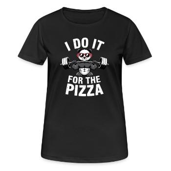 I Do It For The Pizza Langhantel Bodybuilder - Frauen T-Shirt atmungsaktiv - Schwarz - Vorne - AI Model Female 172 light (172cm)
