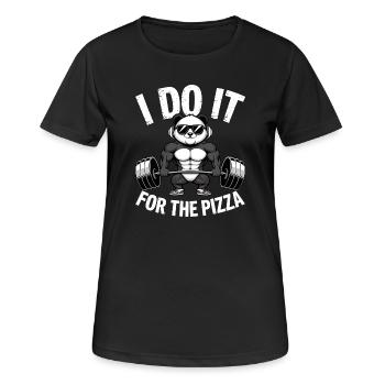 I Do It For The Pizza Langhantel Bodybuilder - Frauen T-Shirt atmungsaktiv - Schwarz - Vorne - AI Model Female 172 light (172cm)