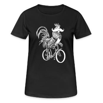 Rooster & Bicycles - weiße Version - Frauen T-Shirt atmungsaktiv - Schwarz - Vorne - AI Model Female 172 light (172cm)