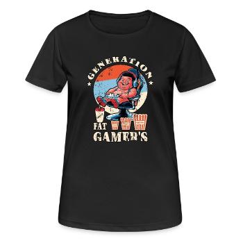 Fette Gamer Kinder - Frauen T-Shirt atmungsaktiv - Schwarz - Vorne - AI Model Female 172 light (172cm)