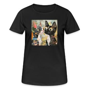 chat chats chat collage de chat - T-shirt respirant Femme - noir - Devant - AI Model Female 172 light (172cm)