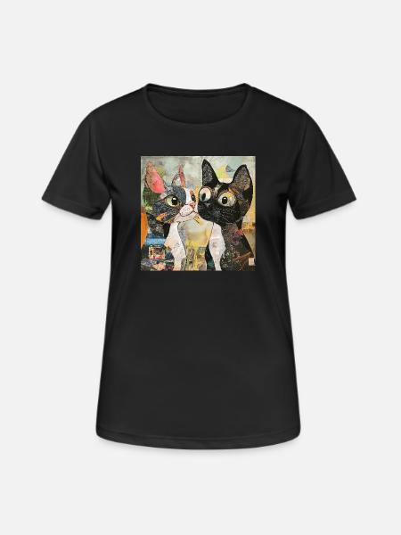 cat cats cat collage - Women's Breathable T-Shirt - black
