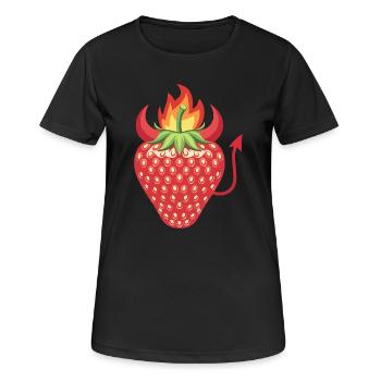 Teuflische Erdbeere - Frauen T-Shirt atmungsaktiv - Schwarz - Vorne - AI Model Female 172 light (172cm)