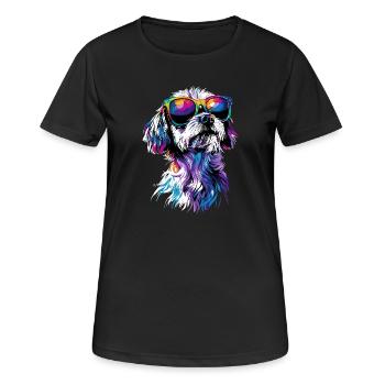 Maltais Petit Chien Maltais Amour Doux Maltais - T-shirt respirant Femme - noir - Devant - AI Model Female 172 light (172cm)